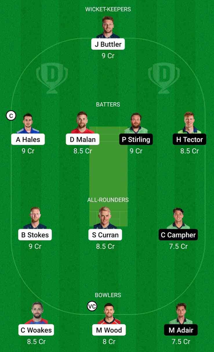 ENG vs IRE Dream11 Team for Match 20 of T20 WC