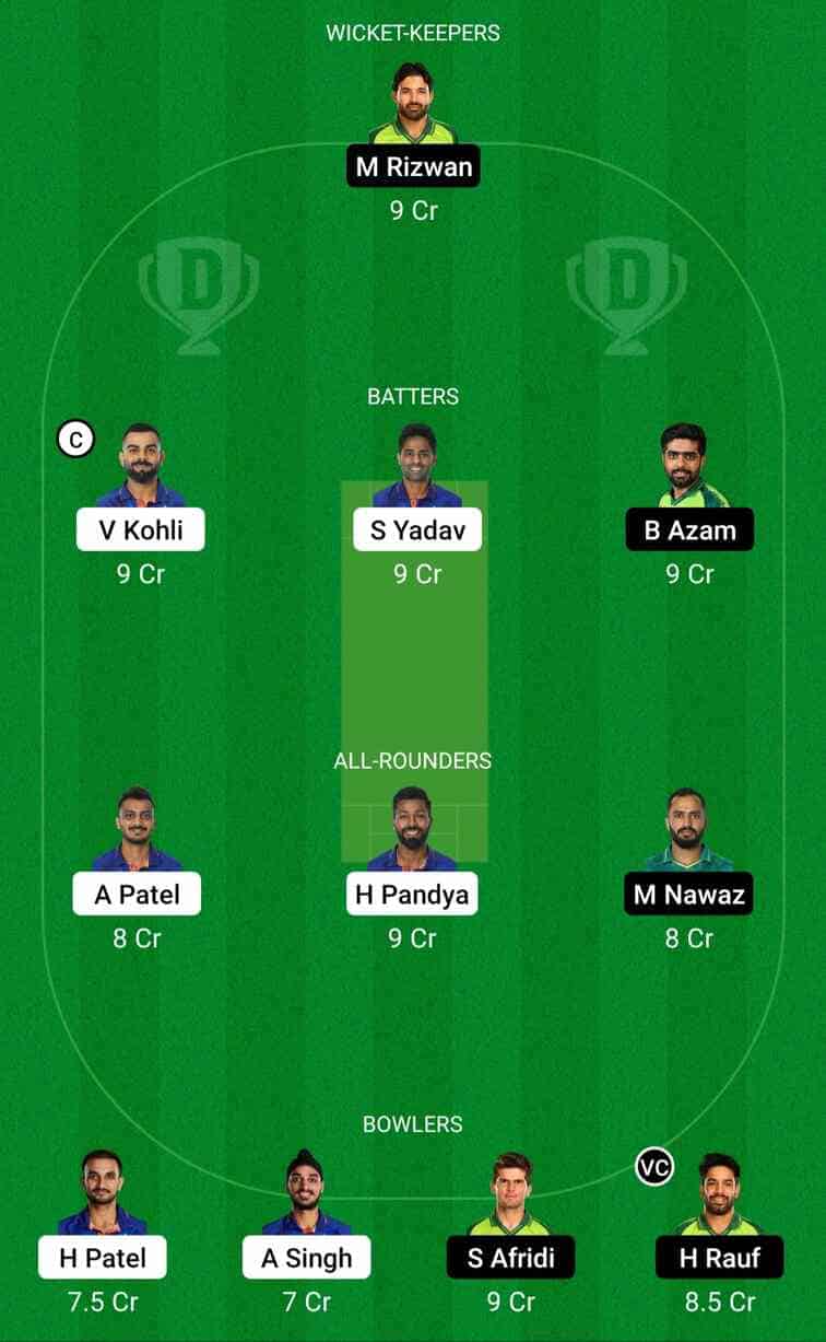 IND vs PAK Dream11 Team for Match 16 of T20 WC 2022