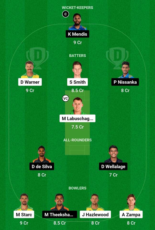 AUS vs SL: Dream11 Team for Match 14 of World Cup 2023