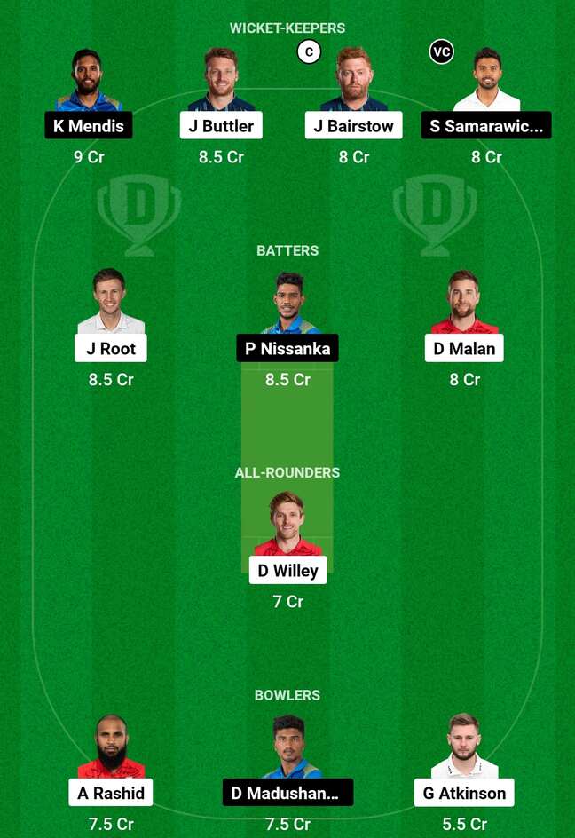 ENG vs SL: Dream11 Team for Match 25 of World Cup 2023